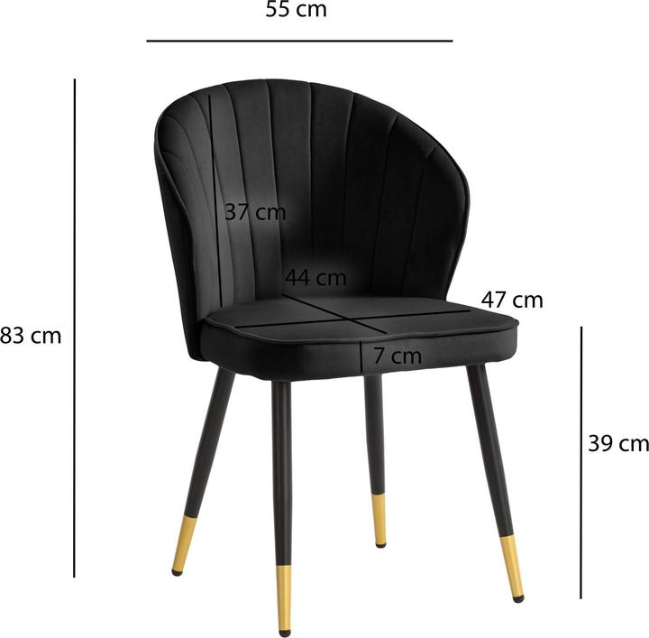 Produktbild FineBuy Esszimmerstuhl Küchenstuhl 2er Set Samt Stuhl Skandinavisch Schalenstuhl