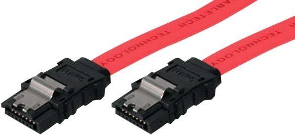 Actual product image Tecline SATA 300 cable, 7pin SATA male to 7pin SATA male, with lock, 0.5 m High-quality, shielded SATA cable
