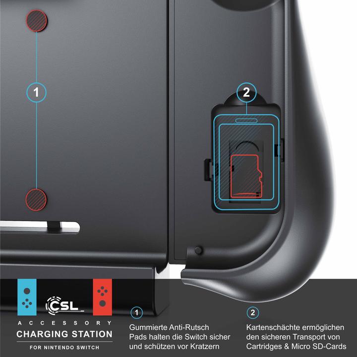 Produktbild CSL Nintendo Switch Akku Hülle 10000mAh, Controller Powerbank mit Joy-Con-Griffen, Gamepad Ladegerät (Switch)
