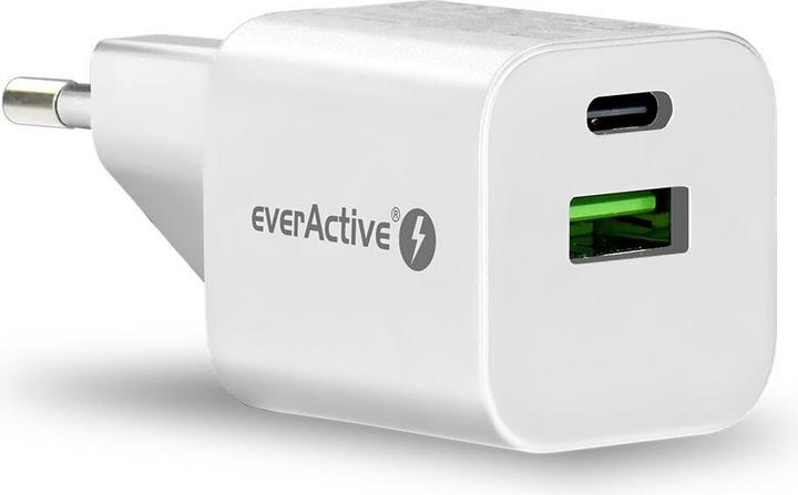 Actual product image Everactive USB/USB-C charger QC3.0 30W GaN technology White (30 W)