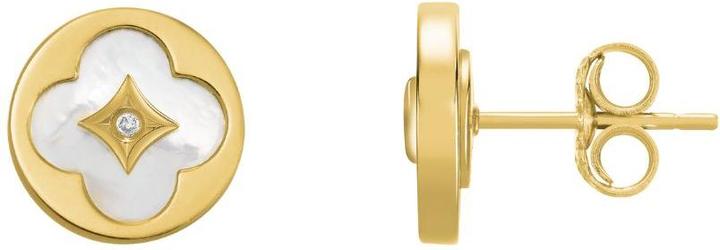 Charles Garnier LEGENDE-Ohrstecker mit Kleeblatt aus Perlmutt und goldenem Silber (Silber)