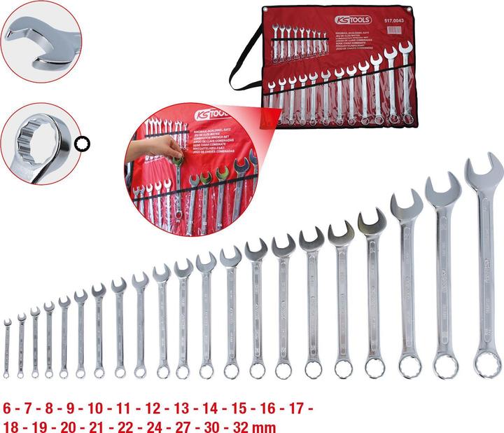 Produktbild KS Tools Ringmaulschlüssel-Satz. abgewinkelt. 21-tlg. 517.0 (32 mm, 19 mm, 6 mm, 12 mm, 24 mm, 14 mm, 22 mm, 16 mm, 23 mm, 10  mm, 21 mm, 18 mm, 27 mm, 7 mm, 31 mm, 17 mm, 11 mm, 15 mm, 26 mm, 30 mm, 8 mm, 28 mm, 9 mm, 29 mm, 13 mm, 20 mm, 25 mm)