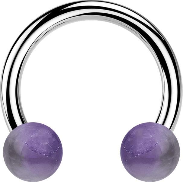 Produktbild Star Piercing Micro Circular Barbell Innengewinde silber mit zwei Kugeln Amethyst Stein (ohne Messing, Chirurgenstahl 316L, Mineralisch)