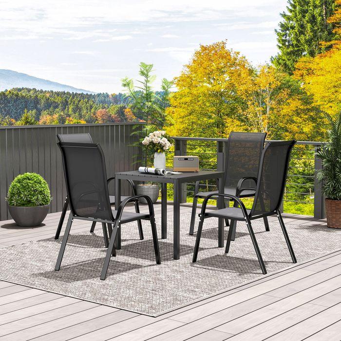 Produktbild Swisshandel24 Gartentisch Aluminium 73x73 cm Holzoptik, Schwarz (73 cm)