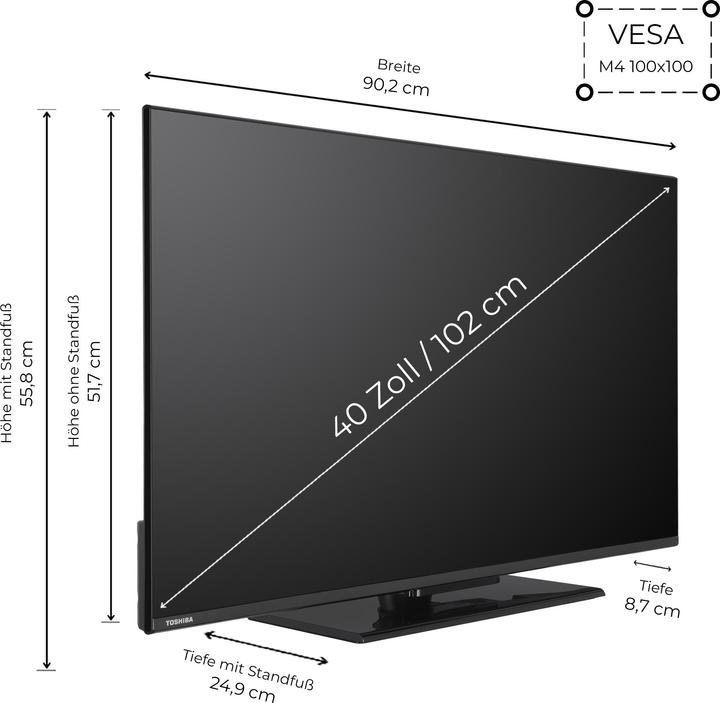 Produktbild Toshiba 40LF3F63DAZ (100 cm (40 Zoll), schwarz, FullHD, HDR, Triple Tuner, Fire TV) (40", LED, Full HD, 2024)