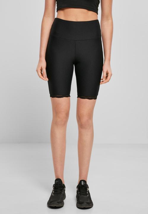 Actual product image Urban Classics Ladies High Waist Rib Lace Hem Cycle Shorts (4XL)