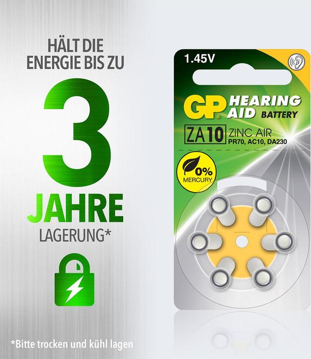 Image du produit GP Batteries GP Knopfzelle ZA10, 1.4V, 6 Stk. (6 pcs, PR70, 90 mAh)
