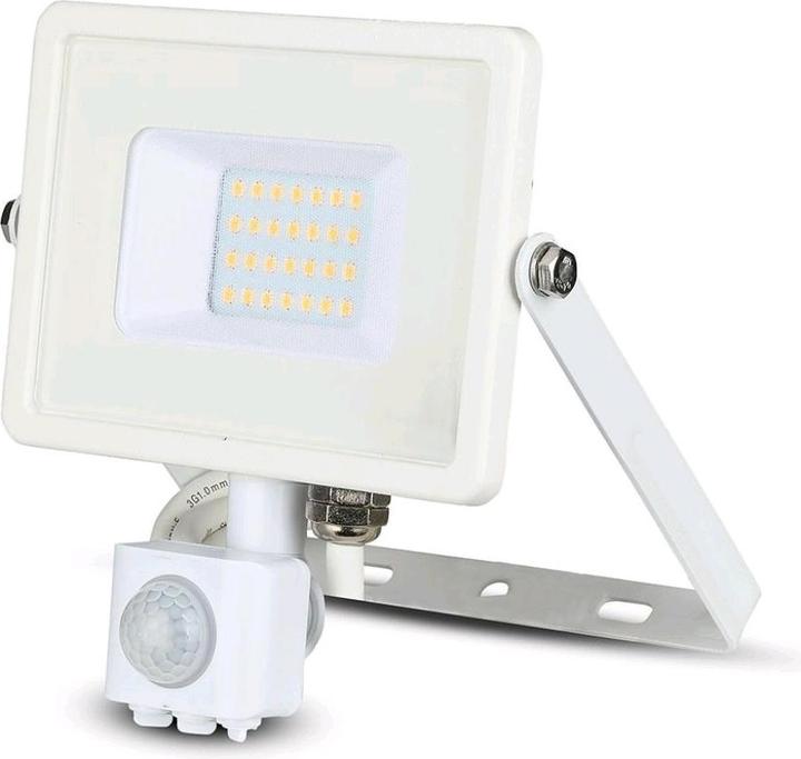 Produktbild V-TAC VT20SB 20W LED Sensor Fluter SAMSUNG Chip Abschaltfunktion Weiss Gehäuse 6400K (1600 lm, IP65)