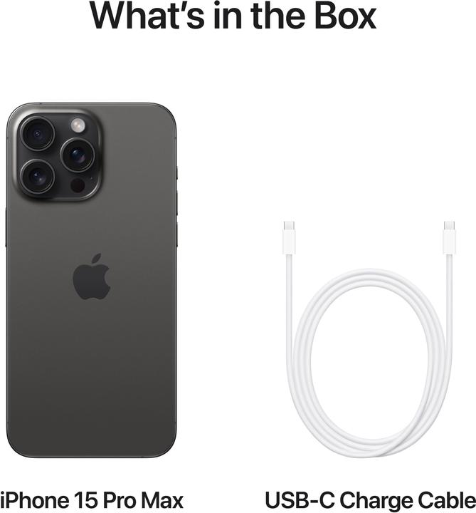 Immagine prodotto Apple iPhone 15 Pro Max (256 GB, Titanio nero, 6.70", SIM + eSIM, 48 Mpx, 5G)