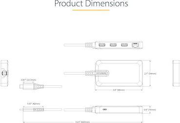 Image du produit StarTech com 5G3AGBB-USB-C-HUB, USB 3.2 Gen 1 (3.1 Gen 1) Type-C, Mikro-USB, RJ-45, USB 3.2 Gen 1 (3 (USB-C, 5 Ports)