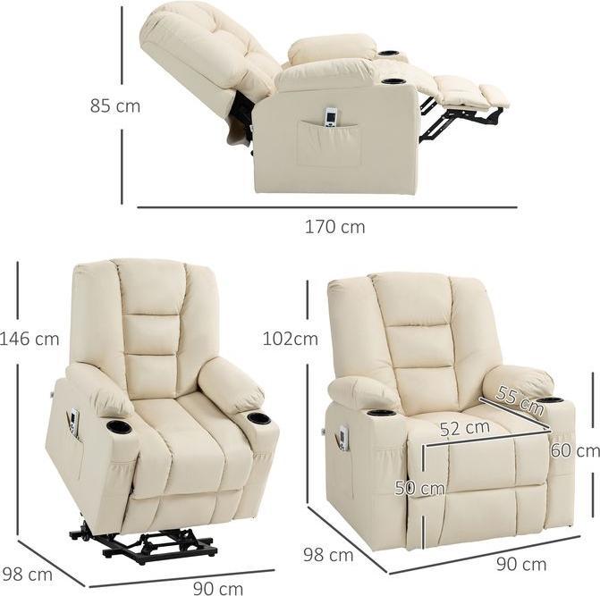 Produktbild Swisshandel24 Relaxsessel Aufstehhilfe elektrisch Fernsehsessel USB Massagesessel Fernbedienung Rollen Creme