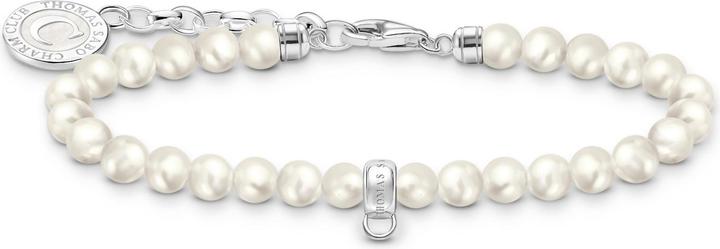 Thomas Sabo Member Charm-Armband mit weissen Perlen Silber (19 cm, Emaille, Silber 925)