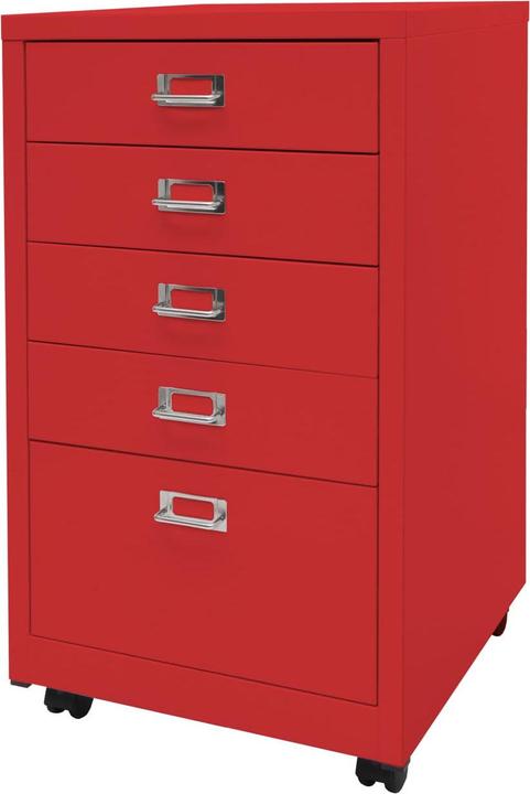 Mendler Piedistallo mobile HWC-L49, metallo 75x40x41cm 5 cassetti, rosso