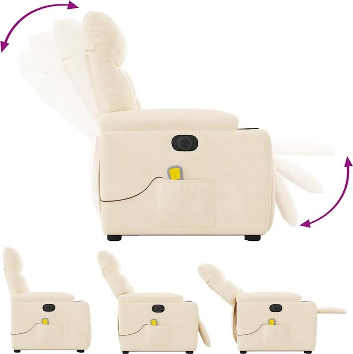 Actual product image VidaXL Massage chair stand-up aid electric Beige microfibre fabric