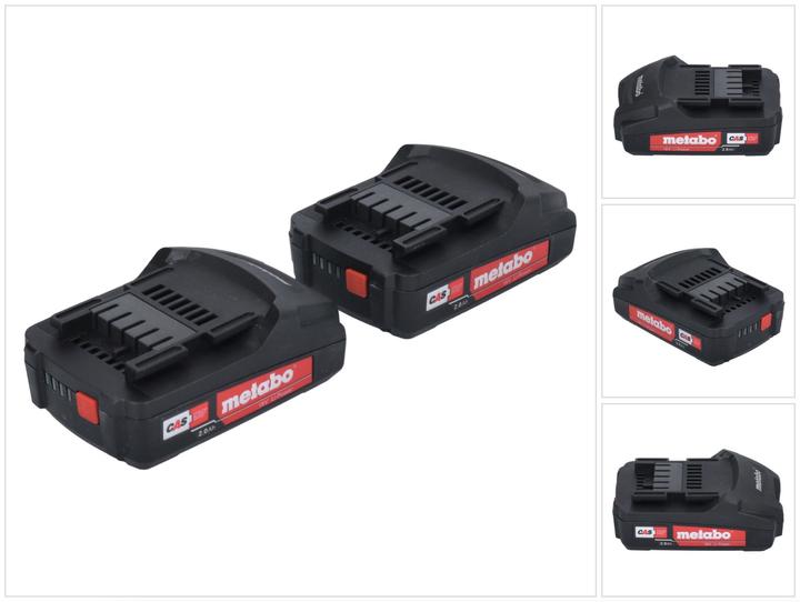Metabo Akku Set 2x Li-Power Akkupack 18 V 2,0 Ah CAS Li-Ion Akku ( 2x 625596000 ) mit Ladestandsanz (18 V)