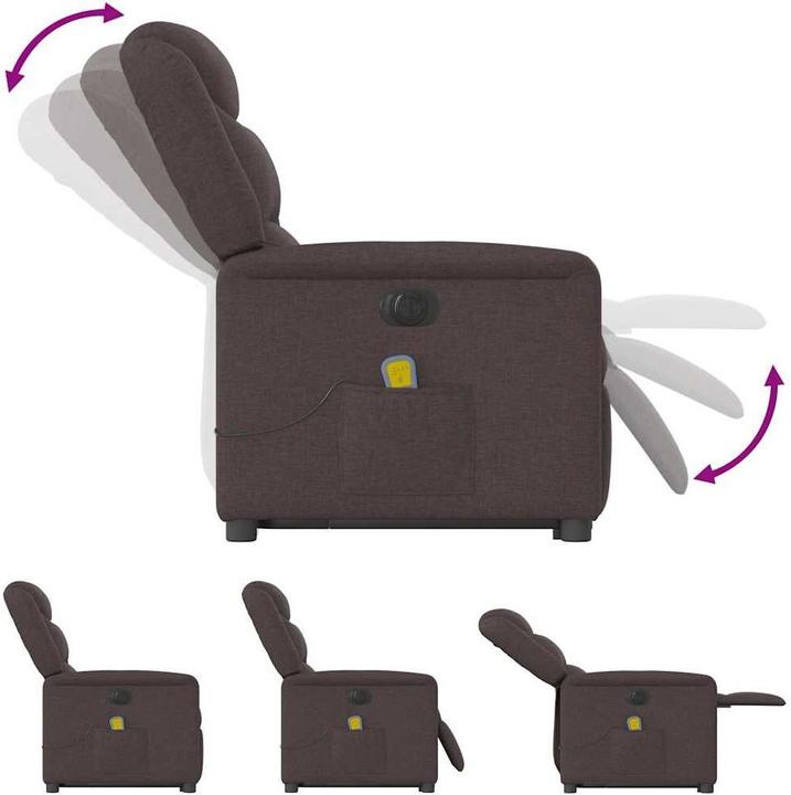 Immagine prodotto VidaXL Poltrona massaggiante elettrica con ausilio per la risalita in tessuto marrone scuro