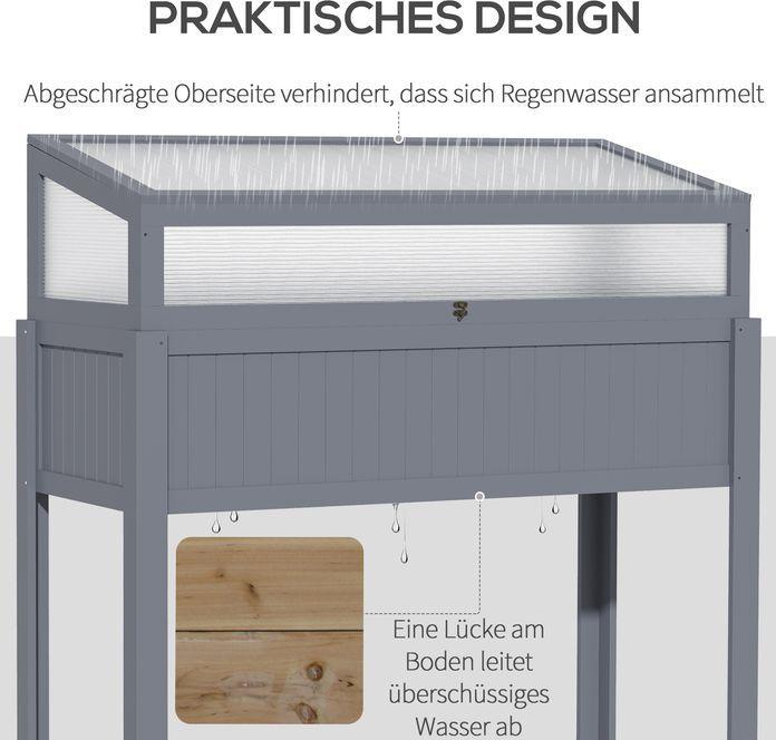 Produktbild Swisshandel24 Hochbeet Holz mit Frühbeet 2-in1 Gewächshaus Tomatenhaus Gemüsebeet Kräuterbeet Pflanzkasten Polycar