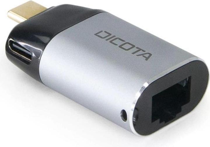 Dicota USB-C to Ethernet Mini Adapter with PD (100W) silver (USB-C, Thunderbolt, 1 Ports)