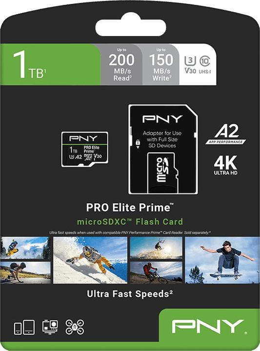 Actual product image PNY microSD Pro Elite Prime 1TB (1000 GB, microSDXC, U3, UHS-I)