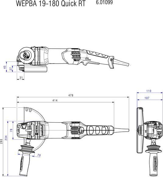 Produktbild Metabo Winkelschleifer WEPBA 19-180 Quick RT (601099000)Karton (180 mm)