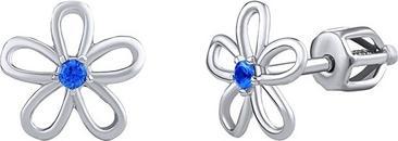Image du produit Silvego Boucles d'oreilles en argent - fleur avec un zircon sur une vis SILVEGOB31857SBDB