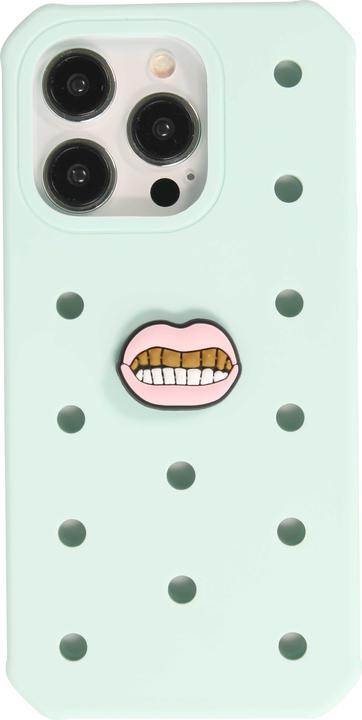 Produktbild PhoneLook Trendige Aufsteck-Sticker 3D für Silikonhülle mit Löcher Crazy Smile Gold Teeth