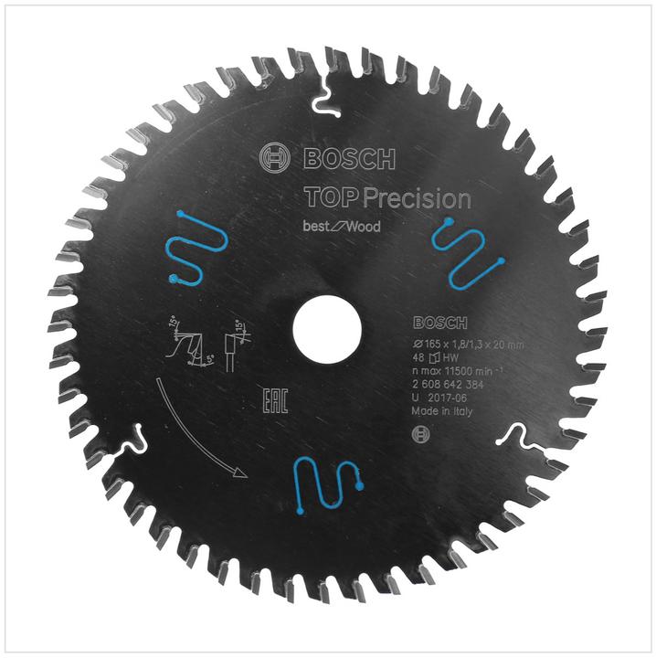 Actual product image Bosch Professional Zubehör Circular saw blade Top Precision Best for Wood, 165 x 20 x 1.8 mm, 48