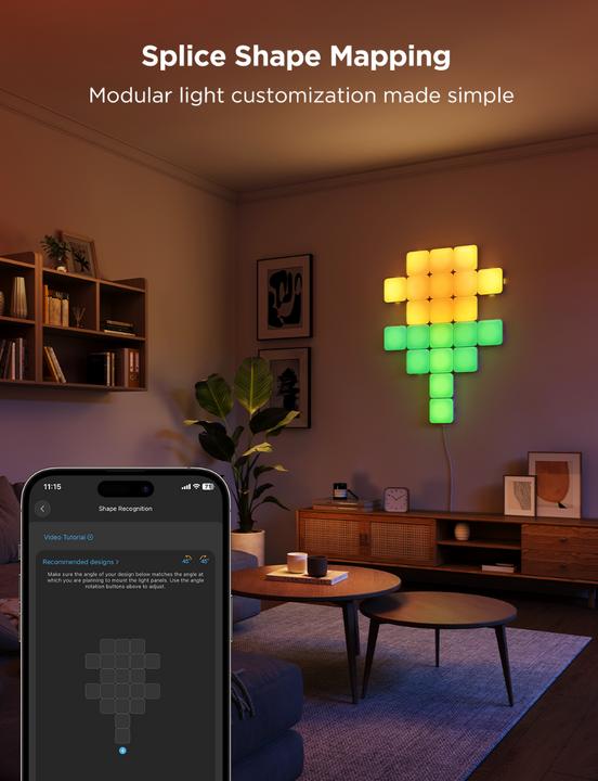 Actual product image Govee Mini light panels RGBIC segment colours
