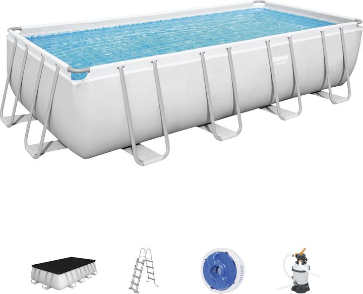 Produktbild Bestway Pool Power Steel KomplettSet eckig gra (488 x 244 x 122 cm)