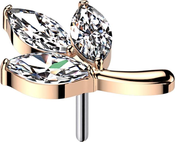 Immagine prodotto Star Piercing Threadless Blatt rosegold drei Ovale Kristall silber (Titanio)