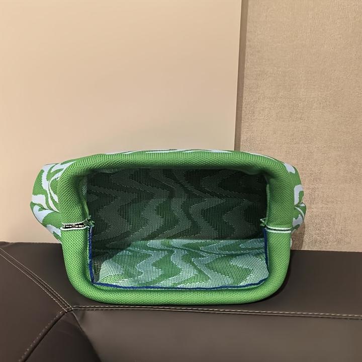 Actual product image Only-Bags.Store Gestrickte Polyester Kosmetiktasche, grosse Kapazität Streifenmuster, lässig vielseitig Zip Tasche