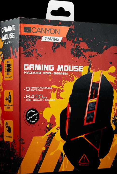 Actual product image Canyon Gaming mouse Hazard GM-6, with backlight, 9 programmable buttons, 6400 DPI (Cable)