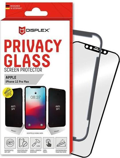 Actual product image Displex Real Glass, Privacy Full Cover Panzerglas (1 Piece, Apple iPhone 12 Pro Max)