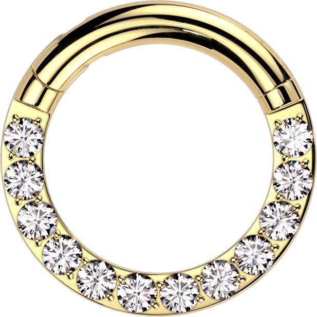 Image du produit Star Piercing Segmentring klappbar vergoldet front Kristalle silber (sans laiton, Titane G23)