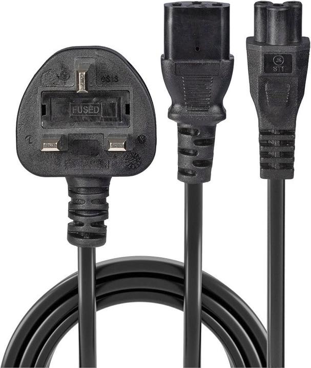 Actual product image Lindy IEC power cable UK 3 pin plug to 1x C13 & 1x (2.50 m)