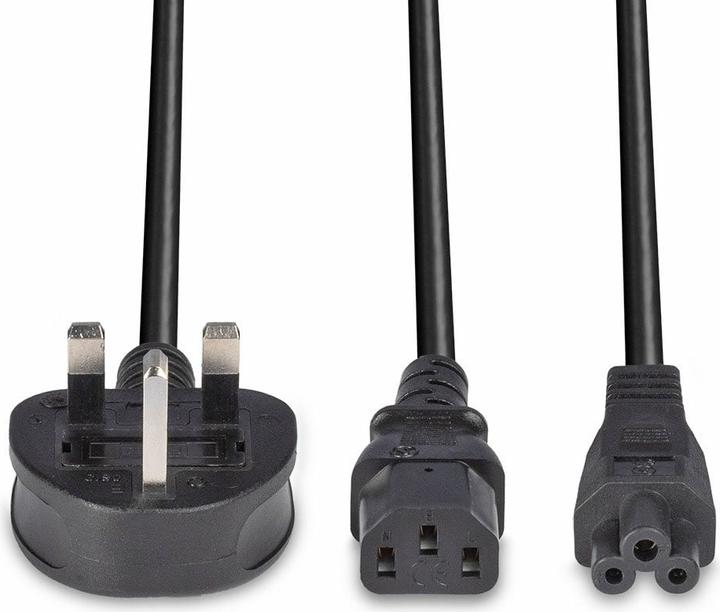 Actual product image Lindy IEC power cable UK 3 pin plug to 1x C13 & 1x (2.50 m)