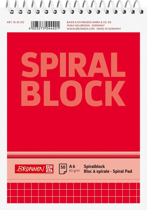 Image du produit Spiralnotizblock (A6, Quadrillé, Non contraignant)
