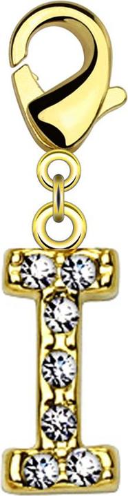 Star Piercing Anhänger 14k vergoldet mit Kristall Buchstabe I (Messing)