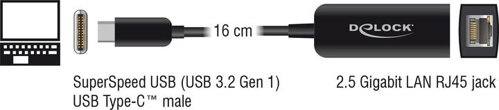 Actual product image Delock USB C – RJ45 (USB-C 3.2 Gen 1, RJ45 2.5 Gigabit Ethernet (1x))