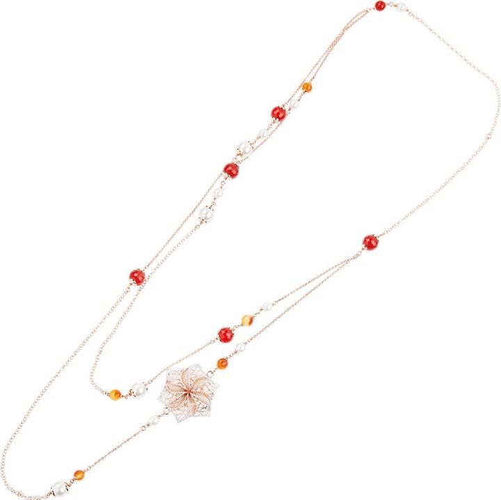 Ottaviani Bronze necklace with silver glitter and bijoux pearls