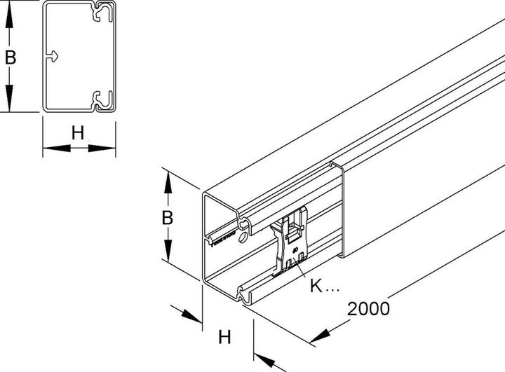 Image du produit HKL Câble électrique Gaine 40x60mm incl. clips de fixation *blanc pur* 12 pièces (Trou de câble, 200 cm)
