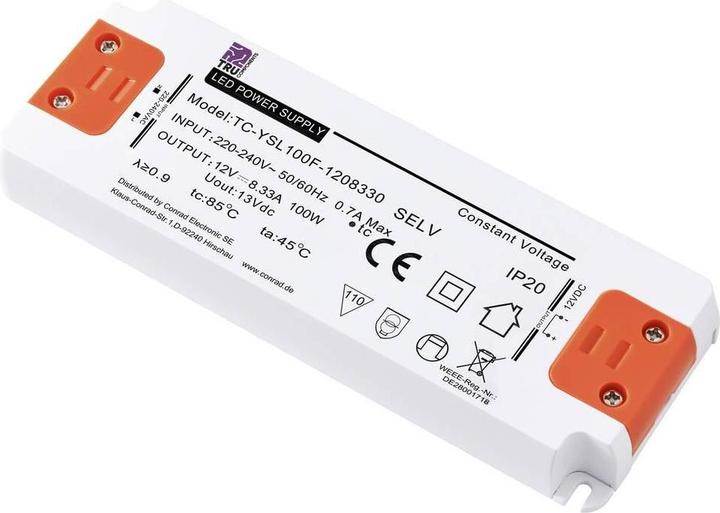 Produktbild Tru Components TC-YSL100F-1208330 LED-Trafo Konstantspannung 100 W 8.33 A 12 V/