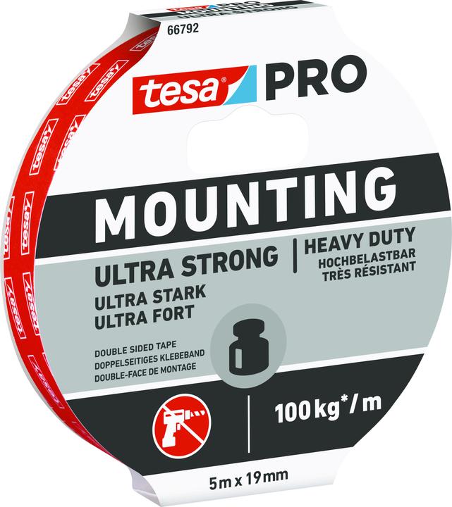 Produktbild tesa PRO Mounting UNIVERSAL Montageband, doppelseitig, selbstklebend (19 mm)
