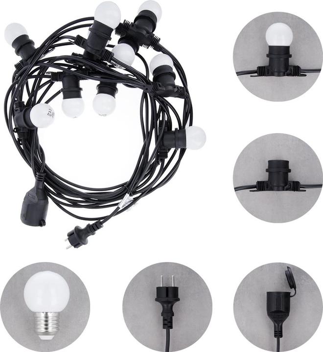 Produktbild Forever Light Lichtgirlande 12m + 10 Glühbirnen G45 weiss/rosa/blau 2W IP65 (12 m)