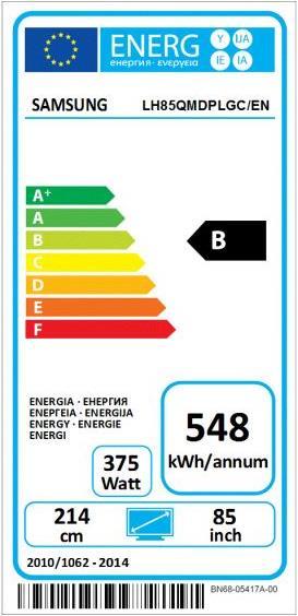 Energie-Label Samsung Qm85d (3840 x 2160 Pixel, 85")