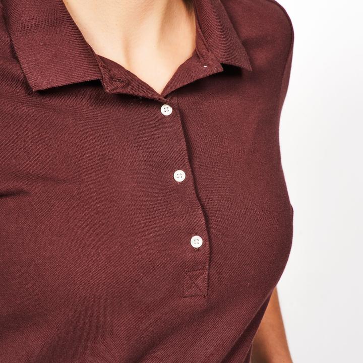 Actual product image Inesis Damen Golf Poloshirt kurzarm Baumwolle - MW500 dunkelbraun (L)