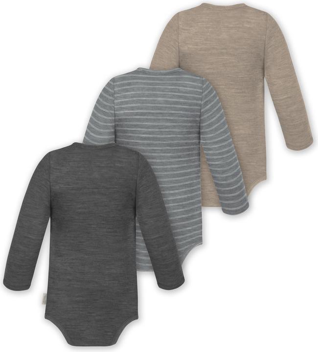 Actual product image Normani 3-pack baby merino bodysuit long sleeve "Auckland" - 9375 (62)