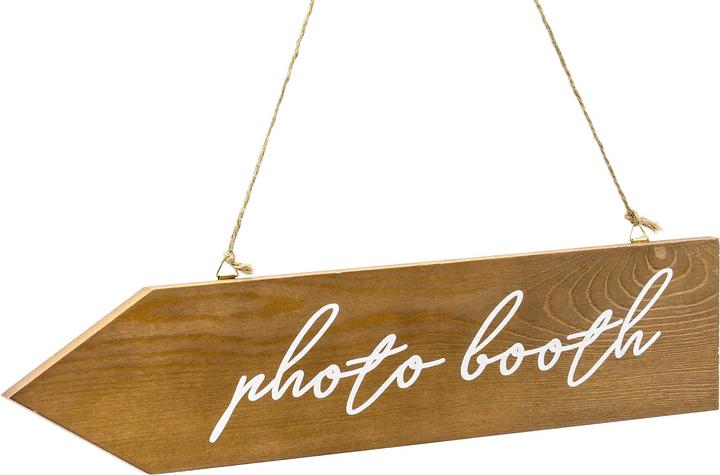 Produktbild Partydeco Partyaccessoire Holz Wegweiser Photo Booth Braun/Weiss