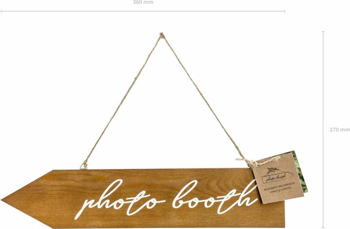 Produktbild Partydeco Partyaccessoire Holz Wegweiser Photo Booth Braun/Weiss