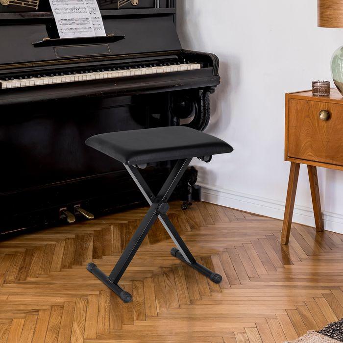 Produktbild Swisshandel24 Klavierhocker Klavierbank kosmetischer Hocker Höhenverstellbar zusammenklappbar Metall Kunstleder Sc (Musikerstuhl)
